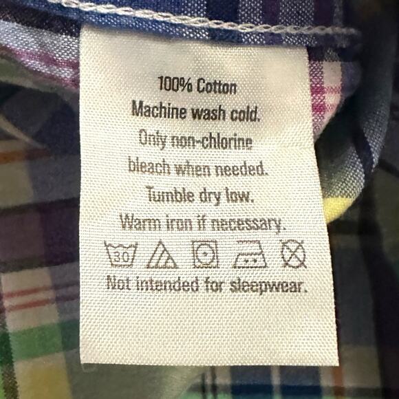 Janie and Jack Plaid Madras Button Up Shirt Baby Boys 6-12 Mos Multicolor Cotton - Picture 5 of 6